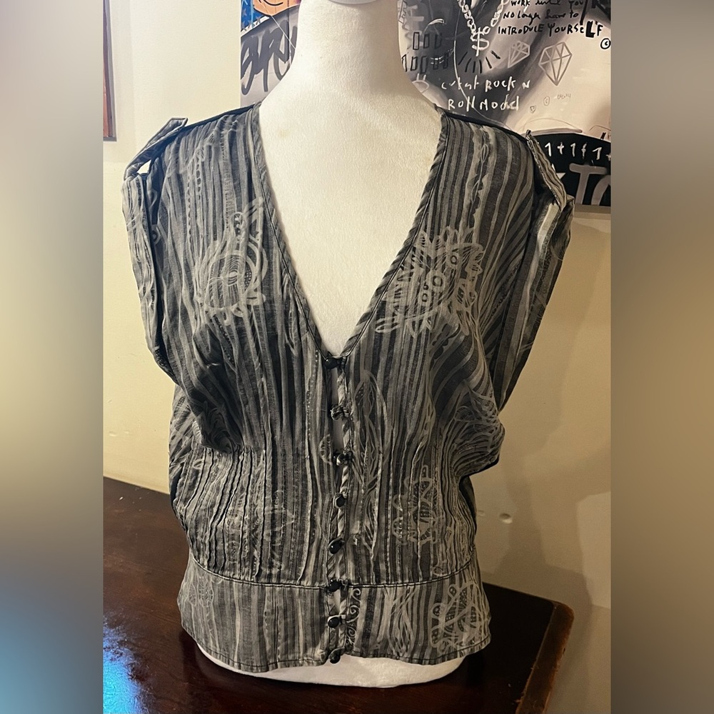Vintage DIESEL with tag still on Gray n black blouse